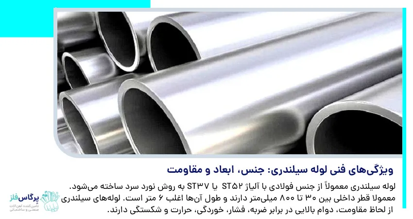 ویژگی های فنی لوله سیلندری: جنس، ابعاد و مقاومت