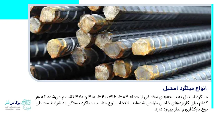 انواع میلگرد استیل 